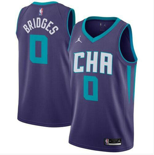 Camiseta Miles Bridges 0 Charlotte Hornets 2020-21 Jordan Brand Statement Edition Swingman púrpura Hombre
