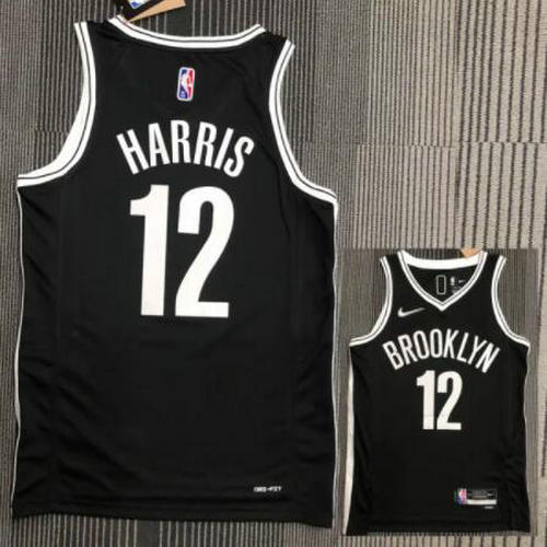 Camiseta NBA HARRIS 12 Brooklyn Nets 21-22 75 aniversario Negro Hombre