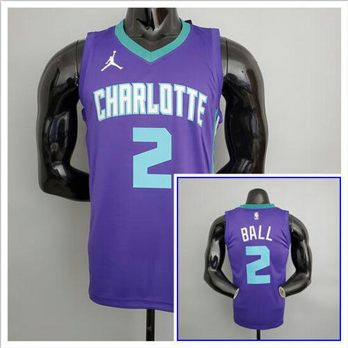 Camiseta NBA Hornets Ball 2 Charlotte Hornets NBA Púrpura Hombre