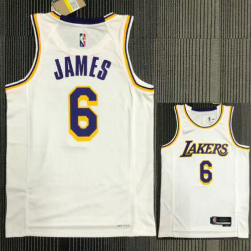 Camiseta NBA JAMES 6 Los Angeles Lakers 21-22 75 aniversario blanco Hombre