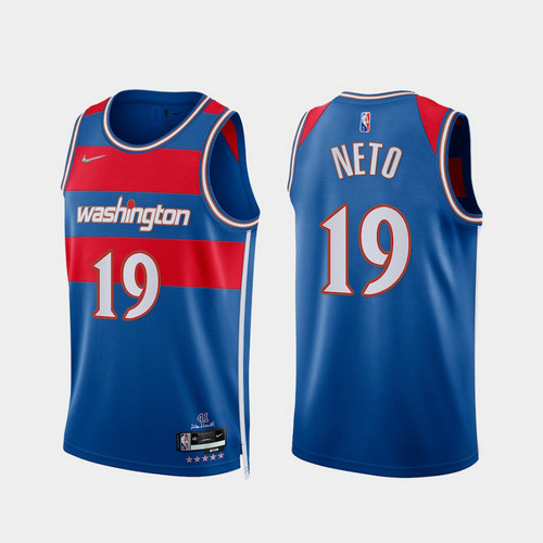 Camiseta NETO 19 Washington Wizards 2022 75 aniversario edición de la ciudad Azul Hombre
