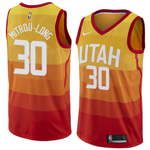 Camiseta Naz Mitrou-Long 30 Utah Jazz Ciudad 2018 Amarillo Hombre