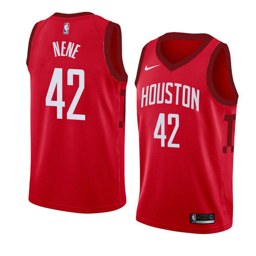Camiseta Nene 42 Houston Rockets Earned 2018-19 Rojo Hombre