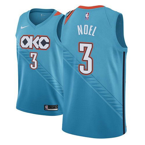 Camiseta Nerlens Noel 3 Oklahoma City Thunder Ciudad 2018-19 Azul Hombre