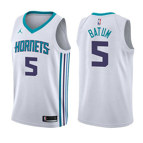 Camiseta Nicolas Batum 5 Charlotte Hornets Association 2017-18 Blanco Hombre
