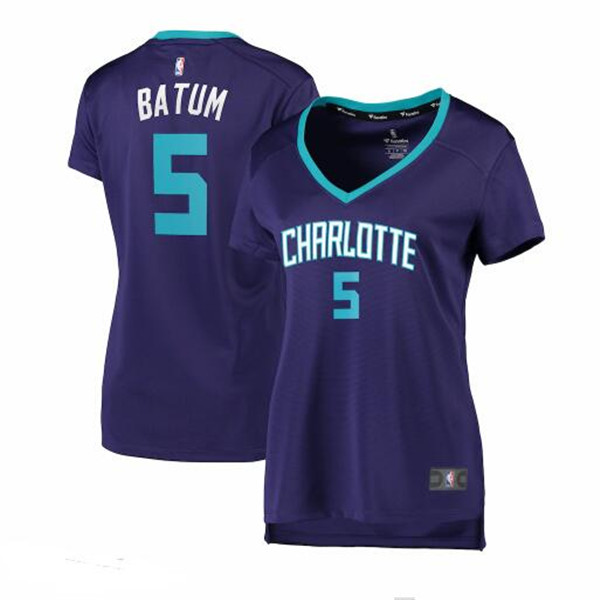 Camiseta Nicolas Batum 5 Charlotte Hornets statement edition Púrpura Mujer