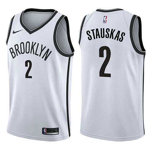 Camiseta Nik Stauskas 2 Brooklyn Nets Association 2017-18 Blanco Hombre