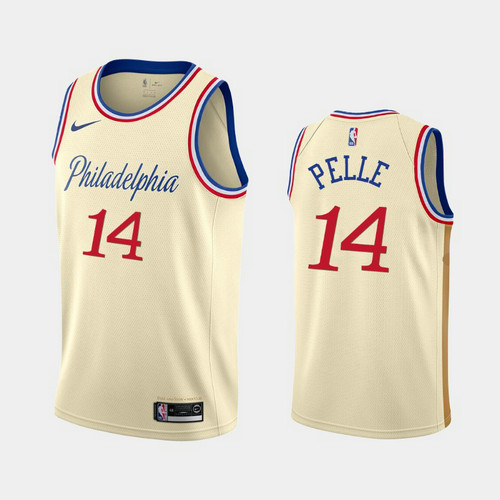 Camiseta Norvel Pelle 14 Philadelphia 76ers 2019-20 Ciudad Crema Blanco Hombre