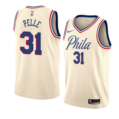 Camiseta Norvel Pelle 31 Philadelphia 76ers Ciudad 2018 Crema Hombre