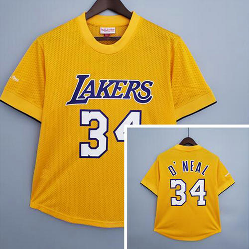 Camiseta O'Neial 34 Los Angeles Lakers Retro Amarillo Hombre