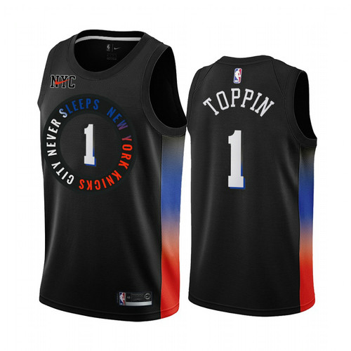 Camiseta Obi Toppin 1 New York Knicks 2020-21 City Edition Negro Hombre