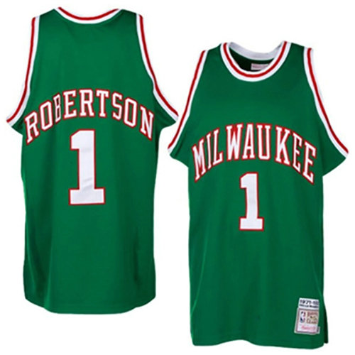 Camiseta Oscar Robertson 1 Milwaukee Bucks Retro Verde Hombre