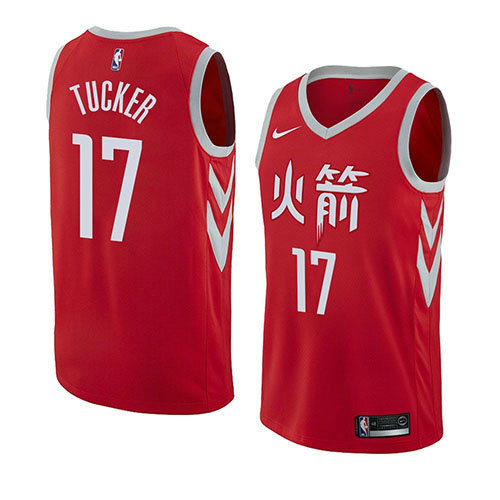 Camiseta P.j. Tucker 17 Houston Rockets Ciudad 2018 Rojo Hombre
