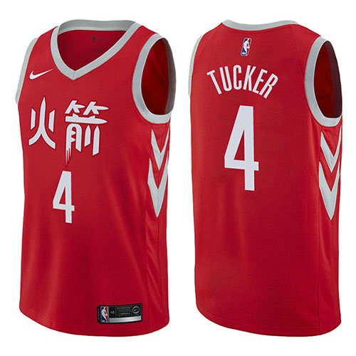 Camiseta P.j. Tucker 4 Houston Rockets Ciudad 2017-18 Rojo Hombre