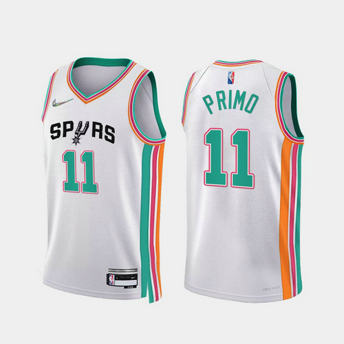 Camiseta PRIMO 11 San Antonio Spurs 2022 75 aniversario edición de la ciudad blanco Hombre