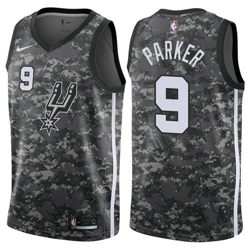 Camiseta Parker 9 San Antonio Spurs Ciudad 2017-18 Gris Hombre
