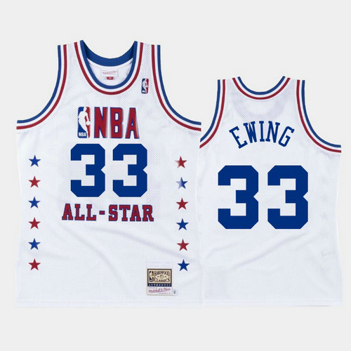 Camiseta Patrick Ewing 33 New York Knicks All Star 1988 Blanco Hombre