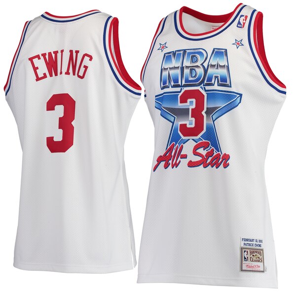 Camiseta Patrick Ewing 3 New York Knicks 1991 All-Star Authentic Blanco Hombre