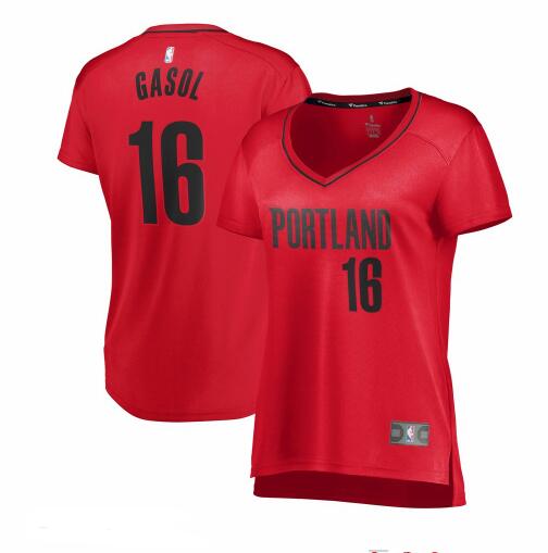 Camiseta Pau Gasol 16 Portland Trail Blazers statement edition Rojo Mujer