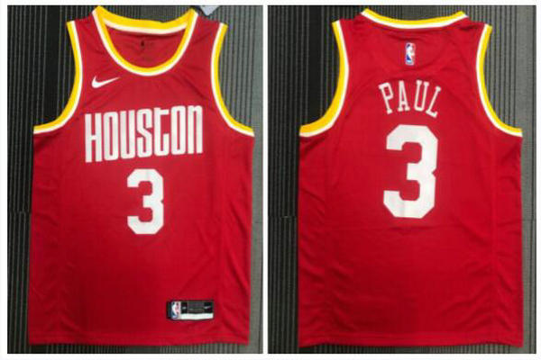 Camiseta Paul 3 Houston Rockets Retro Rojo Hombre