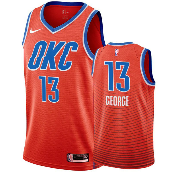 Camiseta Paul George 13 Oklahoma City Thunder 2020-21 Temporada Statement Naranja Hombre