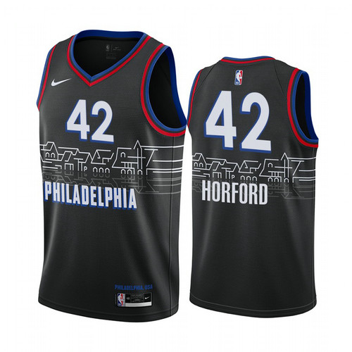 Camiseta Philadelphia 42 Philadelphia 76ers 2020-21 City Edition Negro Hombre