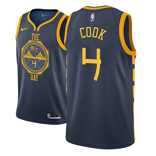Camiseta Quinn Cook 4 Golden State Warriors Ciudad 2018-19 Azul Hombre