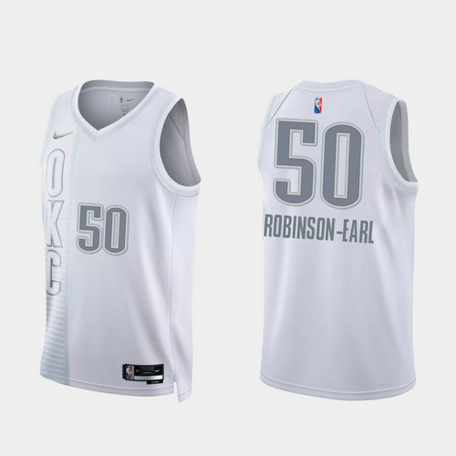 Camiseta ROBINSON EARL 50 Oklahoma City Thunder 2022 75 aniversario edición de la ciudad blanco Hombre