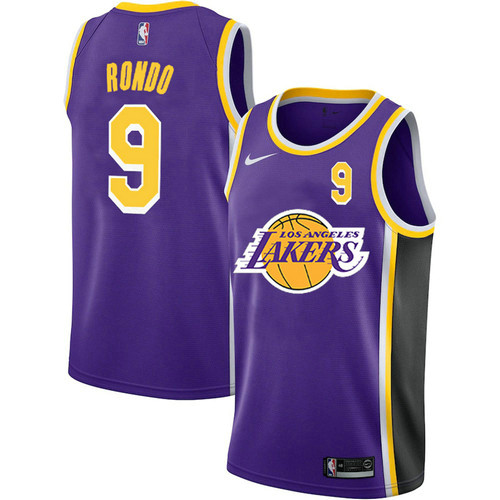 Camiseta Rajon Rondo 9 Los Angeles Lakers 2021 City Edition Púrpura Hombre