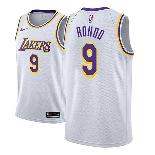 Camiseta Rajon Rondo 9 Los Angeles Lakers Association 2018-19 Blanco Hombre