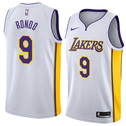 Camiseta Rajon Rondo 9 Los Angeles Lakers Association 2018 Blanco Hombre
