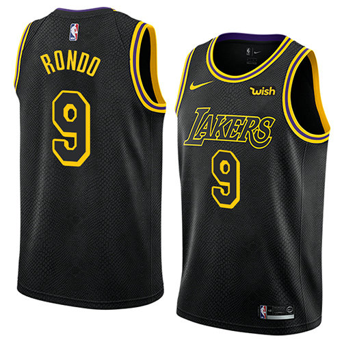 Camiseta Rajon Rondo 9 Los Angeles Lakers Ciudad 2018 Negro Hombre