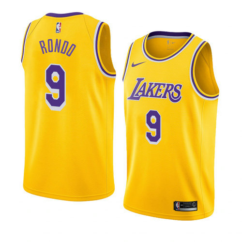 Camiseta Rajon Rondo 9 Los Angeles Lakers Icon 2018-19 Amarillo Hombre