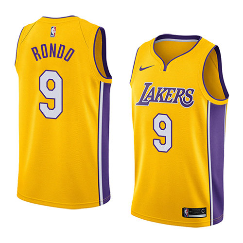 Camiseta Rajon Rondo 9 Los Angeles Lakers Icon 2018 Amarillo Hombre