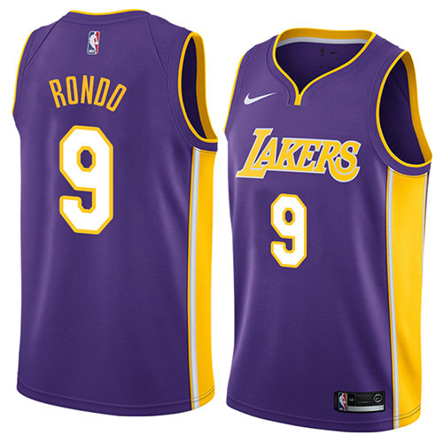 Camiseta Rajon Rondo 9 Los Angeles Lakers Statement 2018 Púrpura Hombre
