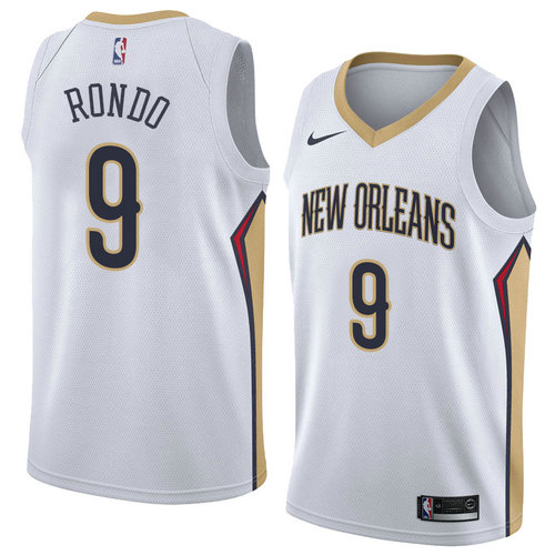 Camiseta Rajon Rondo 9 New Orleans Pelicans Association 2018 Blanco Hombre