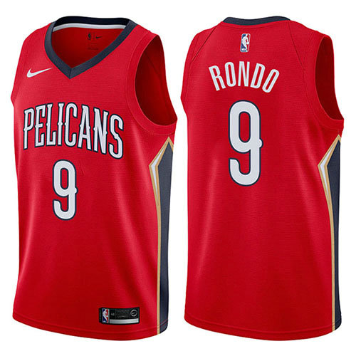 Camiseta Rajon Rondo 9 New Orleans Pelicans Statement 2017-18 Rojo Hombre