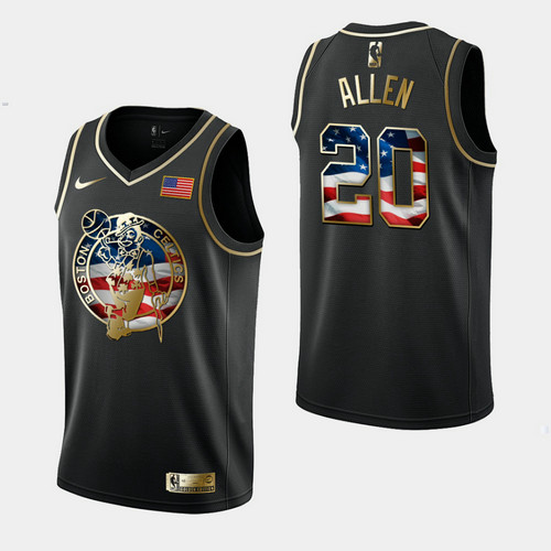 Camiseta Ray Allen 20 Boston Celtics Independence Day Golden Edition Negro Hombre