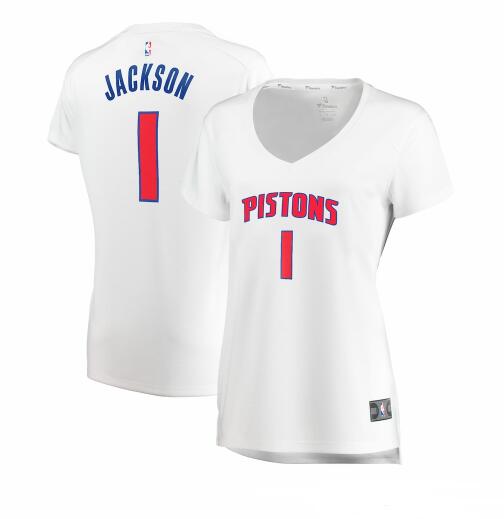 Camiseta Reggie Jackson 1 Detroit Pistons association edition Blanco Mujer