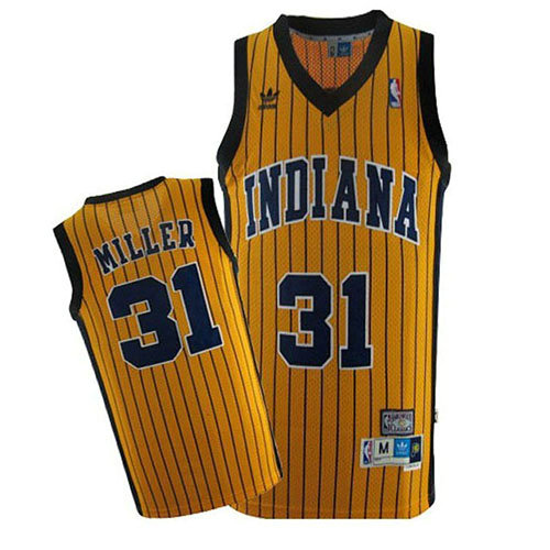 Camiseta Reggie Miller 31 Indiana Pacers Retro Amarillo Hombre