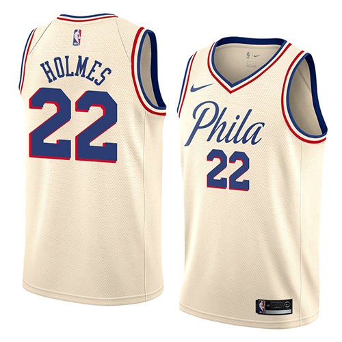 Camiseta Richaun Holmes 22 Philadelphia 76ers Ciudad 2018 Crema Hombre