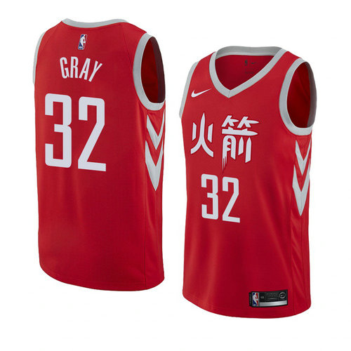 Camiseta Rob Gris 32 Houston Rockets Ciudad 2018 Rojo Hombre