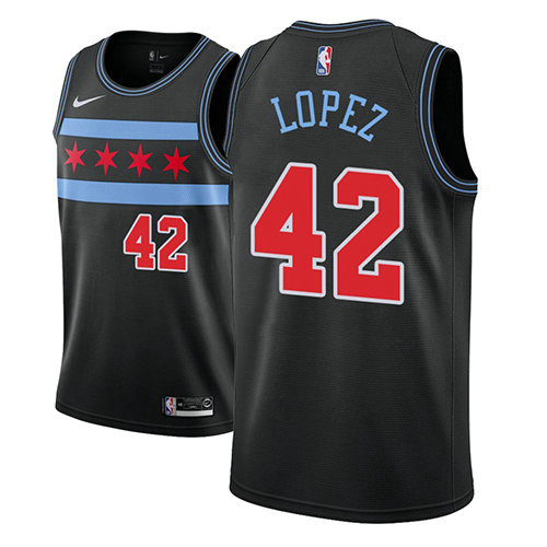 Camiseta Robin Lopez 42 Chicago Bulls Ciudad 2018-19 Negro Hombre