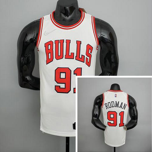Camiseta Rodman 91 Chicago Bulls 75 aniversario blanco Hombre