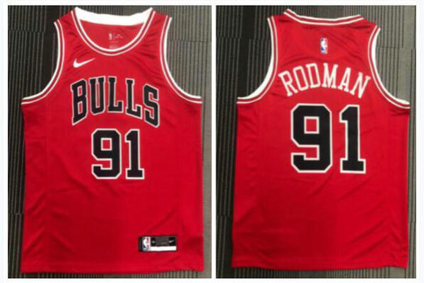 Camiseta Rodman 91 Chicago Bulls Retro Rojo Hombre
