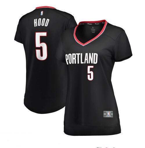 Camiseta Rodney Hood 5 Portland Trail Blazers icon edition Negro Mujer