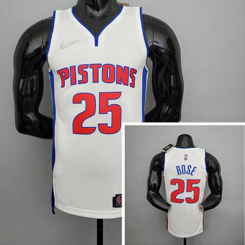 Camiseta Rose 25 Detroit Pistons 75 aniversario blanco Hombre