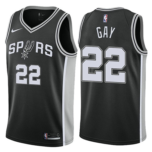 Camiseta Rudy Gay 22 San Antonio Spurs Icon 2017-18 Negro Hombre