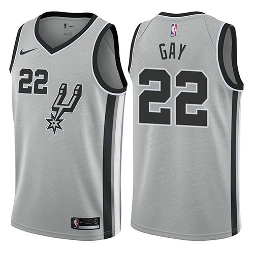 Camiseta Rudy Gay 22 San Antonio Spurs Statement 2017-18 Gris Hombre