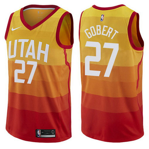 Camiseta Rudy Gobert 27 Utah Jazz Ciudad 2017-18 Amarillo Hombre